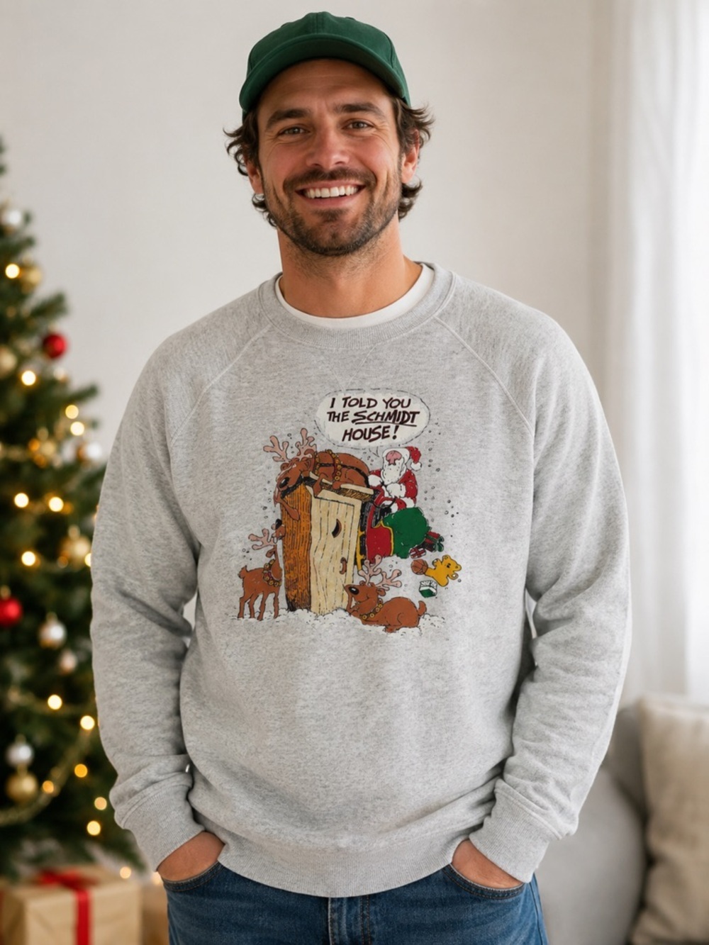 VTG "I Told You The Schmidt House" Christmas Mens XL Crewneck Sweatshirt SEE ALL